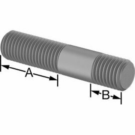 BSC PREFERRED Threaded on Both Ends Stud Steel M16 x 2 mm Size 38 mm and 16 mm Thread Length 76 mm Long 5580N177